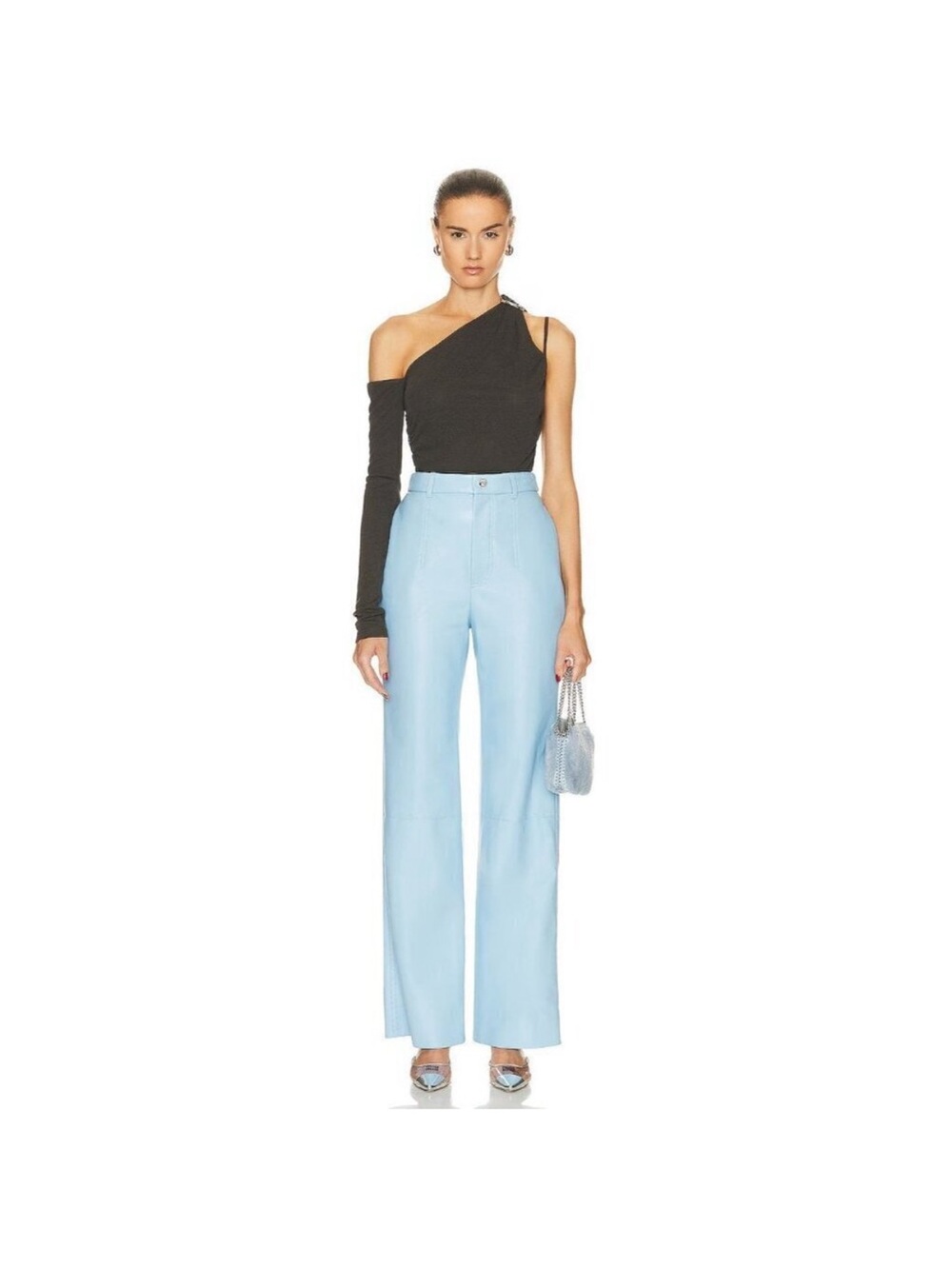 High-Waist Wide-Leg Light Blue Pants
